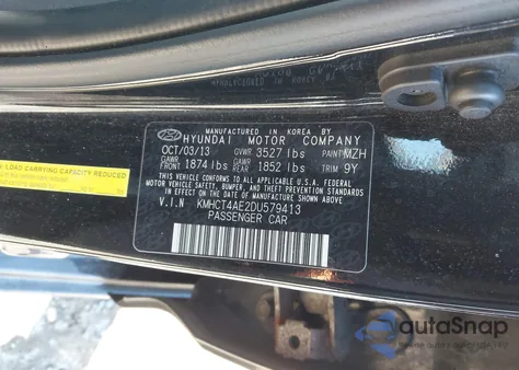 2013 Hyundai Accent Gls из США, поврежденный, VIN KMHCT4AE2DU579413